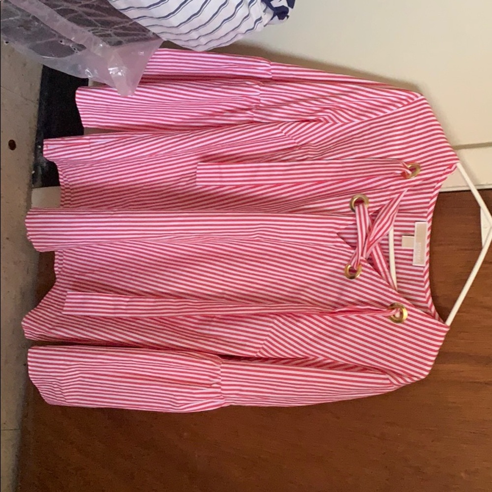 Red & white stripe blouse